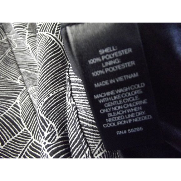 Express Sz 0 Black & White Sleeveless CutOut Back Elastic Waist Leaf Print Dress - Picture 7 of 8